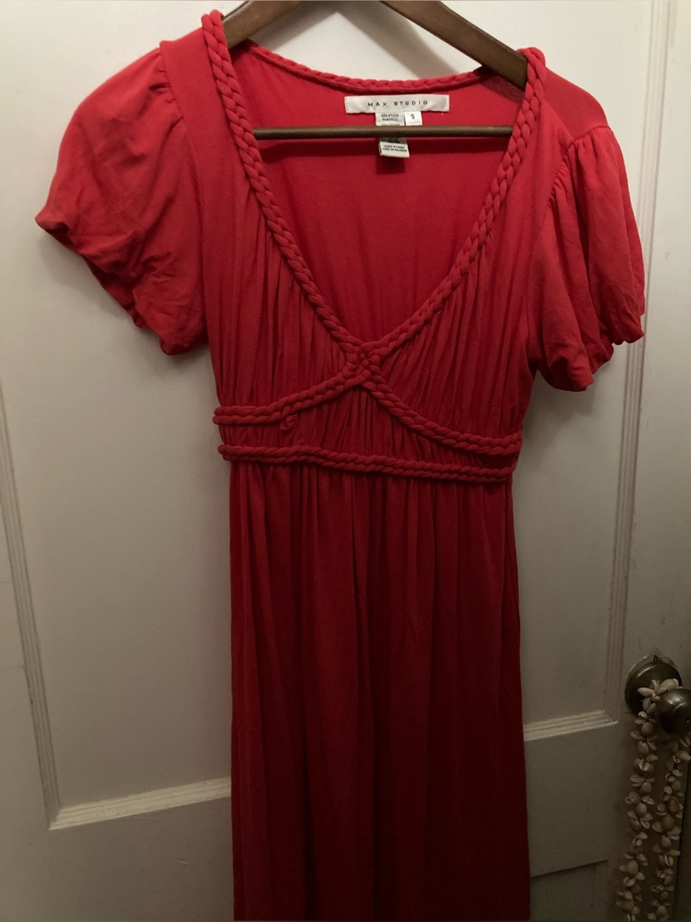 Max Studio small pink Braided Empire Waist Dress